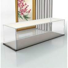 1 个大尺寸透明亚克力展示盒，多种尺寸，塑料组装防尘展示盒，带哑光黑色底座，适用于人物模型、汽车模型、积木、收藏品、雕像、模型 - 黑底透明 - 查看 3