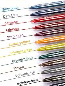 12 Stücke Umrisszeichnungsstifte für Kunst, Manga, Skizzieren, Ausmalen - Verschiedenfarbig - Übersicht 2