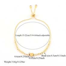 1pc New Heart & Letter Adjustable Gold Beaded Chain Bracelet For Women - Golden Heart - View 2