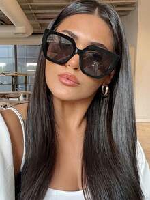 Gafas de moda con marco grande poligonal asimétrico, de estilo retro. Gafas multifuncionales personalizadas para mujer con marco completo y patrón geométrico Y2K, adecuadas para uso diario y decoración durante vacaciones y viajes