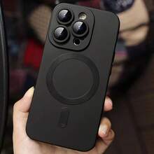 Ốp lưng điện thoại từ tính mờ tương thích với iPhone 17/16/15/13/12/14/11 Pro Max Plus, hỗ trợ sạc không dây, kèm miếng dán bảo vệ ống kính và khả năng chống sốc. - màu đen - Xem 8