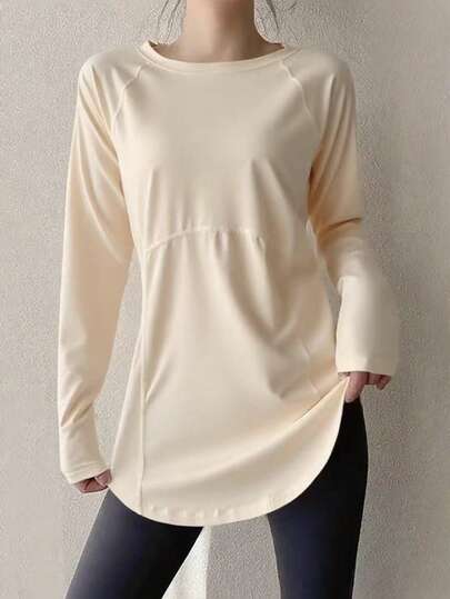 女士健身瑜伽上衣，速干运动衫，适合跑步、健身房锻炼，弹力压缩打底衫