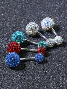 8 قطع من مجموعة مجوهرات الحلقات المرصعة بالراين للسرة للنساء، تصميم بسيط