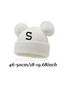 1 chiếc mũ len trẻ sơ sinh cá nhân hóa, mũ len 26 chữ cái cho trẻ mới biết đi và trẻ em, mũ len thủ công cho bé gái, phù hợp cho bé từ 0-3 tuổi đội hàng ngày. - trắng - Xem 8