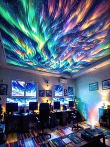 1 قطعة مصباح ليلي مُشرِّع للأورورا يعمل بالطاقة من USB - مصباح إضاءة مزاجي ب- 16 لون متغير لأضواء الشمال والسماء النجمية مع وحدة تحكم عن بُعد، أوضاع إضاءة قابلة للتعديل، مصباح ليلي للسرير والمكتب والحفلات، إضاءة داخلية زخرفية، هيكل بلاستيكي متين، إضاءة محيطية، تصميم خفيف الوزن، ديكورات المنزل