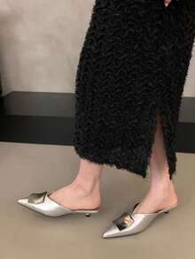 Fall/Winter Women's Fashion Pointed Toe High Heel Pumps,Elegant,Mule,Party - Silver - View 4