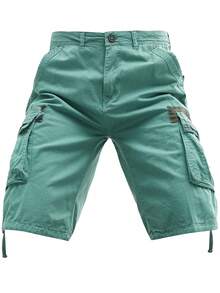 Plus-Size Men's Solid-Color Pure Cotton Fashionable Casual Campus College Style American High Street Outdoor Mountain Tactical Style Workwear Shorts - Màu xanh nhạt - Xem 3