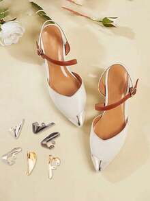 Metal Shoes Pointed Protector Metal Shoe Toe Protectors Triangle High Heel Toe Caps Pump Toe Head Cap Cover For Shoes Protection Repair Accessories Craft Supplies Stickers Handmade Kit - 彩色 - 查看 4