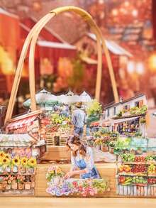 20pcs/Pack Cute Cartoon Girl, Flower, Vegetable, Food, Fruit Market Sticker Set, Vintage Adorable Stickers For Scrapbooking, Diary, Planner, Decor, Waterproof PET, Party Favors