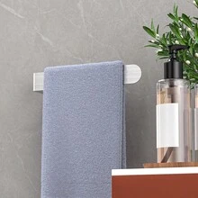 1 件不锈钢拉丝毛巾杆，无需钻孔 | 适用于浴室、厨房、盥洗室、淋浴间、梳妆台、卧室、酒店，SUS304 防锈材料，自粘，毛巾通风设计，毛巾储存 - 銀色 - 查看 4
