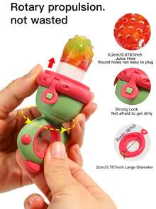 KUNT 1/3 件婴儿恐龙图案挤压牙胶，硅胶水果蔬菜旋转压力喂食器，果汁喂食器，带 S/M/L 替换网袋 - 彩色 - 查看 6