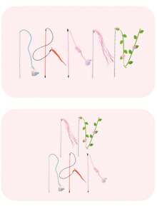 1pc Cat Teaser Wand With Insect Replaceable Heads, Interactive Cat Toy