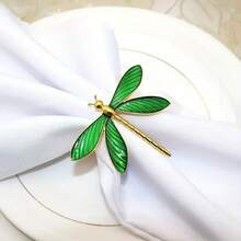 4/6/12/20/24pcs Elegant Dragonfly Napkin Rings - Deep Green And Gold Embellished Tabletop Decoration, Suitable For High-End Party Decoration In Formal Occasions, Weddings, And Restaurants. Match With Napkins, Placemats, Table Flags, Natural Inspiration Design, Metal Crafts, Dining Table Accessories, Christmas Decoration Supplies