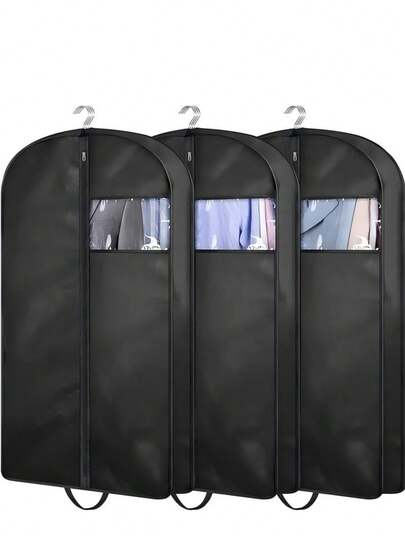 Three Wardrobe Travel Triangular Hanging Bags With Handles, Suitable For Holding Clothes, Coats, Jackets And Shirts