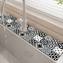 1pc Retro Pattern Texture Non-Slip Silicone Faucet Stain-Resistant Washable Drainage Pad, Patterned Floor, Kitchen Drainage Pad, Suitable For All Kinds Of Faucets In Bathroom And Kitchen. - Multicolor - View 6