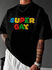 Basic LGBT Super Gay Premium Unisex T-Shirt Ref-3691 - 黑色 - 查看 1