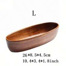 1pc日式寿司盘船形茶巾架木碗盘沙拉碗酒店用品水果小吃盘 - 棕色 - 查看 11