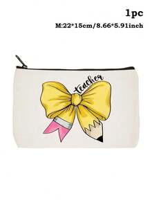 Lehrergescenke, "Beste Lehrerin aller Zeiten" Make-up Tasche - Kosmetiktasche für Frauen, Reiseaccessoires & Schultasche, leichte Reißverschlusstasche für Make-up Aufbewahrung, Federmäppchen, weiße Tasche Organizer, Geschenktasche für den Schulanfang, Lehrertags Geschenkideen