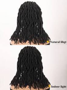 14-Inch Synthetic Lace Front Braided Wig With Baby Hair, Black Color, Double Layer Lace Front Braided Wig For Women - Black - View 9