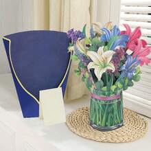 Aimall 1 Pack Paper Flower Pop Up Cards, Flower Bouquet Card Popup 3D Greeting Cards For Mother's Day, Graduation, Anniversary, Birthday, Congratulations, Get Well, Home Decor, With Envelope And Note