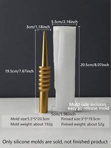 手工定制艺术螺旋模具，3D 螺旋长杆形 DIY 蜡烛/肥皂/树脂工具/香薰蜡烛/树脂装饰，柔性材料，母亲节、情人节、家居装饰的绝佳礼物 - 白色 - 查看 9