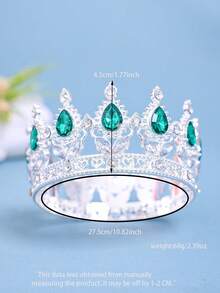 1件女士水钻装饰皇冠设计奢华头饰皇家皇冠新娘优雅头饰活动派对节日装扮头饰，准新娘，头冠 - 彩色 - 查看 16