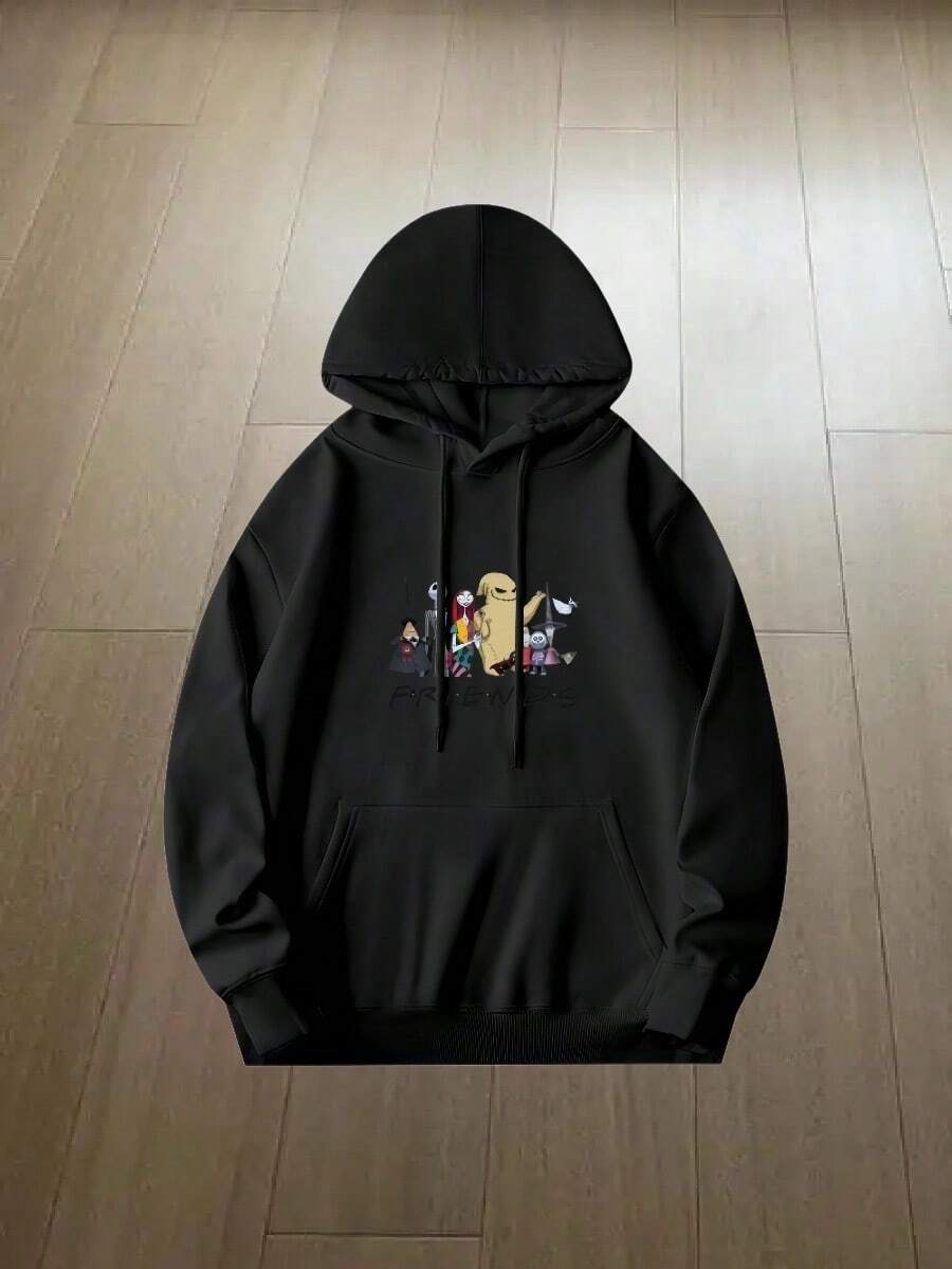 2025- Nightmare Before Christmas Jack Sally Printed Women's Casual  Spring Winter Girls Plus Size Cotton Clothing Hoodie Sweatshirt - Black - View 1