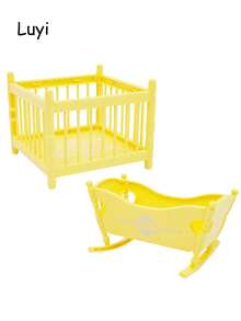 Mini Furniture Bedroom Micro Model Rocking Bed, Fence, Baby Stroller, Swing, Wooden Horse Decor (Bedside Bell Color Random), Dollhouse Accessories, Suitable For Decorating Toy House And Mini Miniature Scenes - Multicolor - View 12