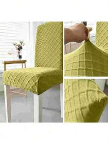 Silla cojín del asiento minimalista poliéster funda de cojín,protector de cojín elástico extraíble y lavable para asiento de silla para casa - Amarillo ante - Ver 1