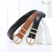 2-Pack Women's Leather Belts For Jeans And Dresses Plus Size - F-棕色+黑色(尾夾) - 查看 3