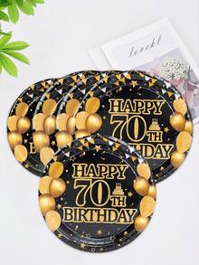 10pcs/20pcs/50pcs 70th Birthday Party Paper Plates 7inch Black And Golden 70 Years Old Birthday Dessert Party Plates 9 Inch Dinner Plates Party Decorations For Men Woman 70th Happy Birthday Wedding Party Supplies - 70th Black Gold Birthday - View 4