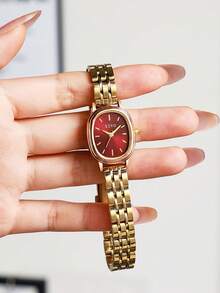 1pc/Set No Gift Box Simple Women's Square Quartz Watch, Steel Strap, Suitable For Daily Wear, Birthday, Anniversary, Halloween, Promotion And Other Holidays