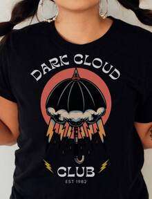Dark Cloud Club 2 Tattoo T-Shirt  Traditional Tattoo Tee Shirt  Punk Rock Clothing Tshirt Rockabilly    Chobilly  Goth - 黑色 - 查看 1