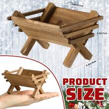 1 pieza Adorno del pesebre del Niño Jesús, decoración de escena de la Natividad del pesebre de Jesús de madera, decoración navideña religiosa Miniatura del pesebre para escena de Natividad interior (No incluye heno natural)