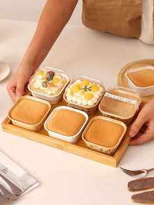 20pcs,Square Food Paper Cups, Christmas Cake Dessert Baking Packaging Box, Multi-Colored Paper Cupcake Cups With Lids Square Mold Baking Paper Cupcake Plate Packaging, Use Dessert Baking Paper Cupcake Cups Bowl White, Original Wood Color Paper Cupcake Packaging Box.
