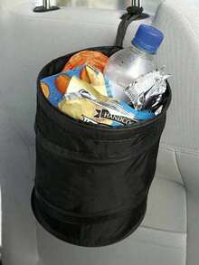 Foldable Car Trash Can, Front Seat Mounted, Rear Hanging Storage Box, Small Organizer Basket, Umbrella Holder, Wet & Dry Garbage Bags, Long Trip Trash Can Hook, Multifunctional, Suitable For Home, Kitchen, Bathroom, Camping, Barbecue, Car Washing