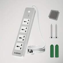 AUBIWE 通用延长线，带一键电源开关控制，3250W，13A，适用于各种家用电器，插座间距宽，适用于家庭和办公室，黑白两色可选。 - 英規插(220-240V) - 查看 6