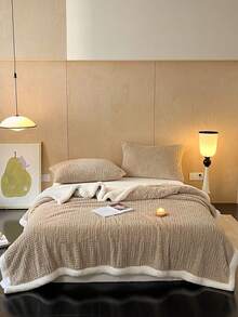 1 pătură dublă caldă, groasă, din tafta jacquard kaki, din fleece sherpa, moale și prietenoasă cu pielea, multi-dimensiune și multifuncțională pentru birou, sufragerie, dormitor