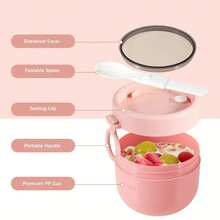 1 件带盖便携式燕麦片容器、防漏塑料酸奶杯、早餐甜点零食容器、圣诞节/婚礼礼物 - 彩色 - 查看 4