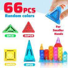 磁，3D钻石磁性积木，适合3-6岁儿童，STEM幼儿园儿童感官教育玩具礼物，男孩女孩皆宜（32/66/96片-迷你尺寸） - 彩色 - 查看 15