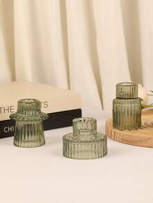 3pcs Clear Glass Candle Holder, Universal Candle Holder For All Seasons, Two Ways To Use, Suitable For All Kinds Of Candles, Table Decoration, Office Table Decoration, Scented Candle Cups, Candlelight Dinner, Room Atmosphere, Patio Decoration, Valentine's Day Party Decoration, Room Decoration, Gift Decoration, Dining Table Centerpiece,