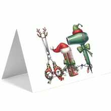 1pc Christmas Hairstylist Thank You Card - Holiday Greeting Card For Salon, Designed With Scissors, Comb And Hairdryer - Red And Green Christmas Theme - Includes Matching Envelope - Suitable For Hairstylists, Stylists, Customers - Christmas, New Year, Salon Appreciation Gift - Paper Card, Playful Illustration, Premium Cardstock, Stylist Expression