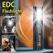 Portable Clip On Flashlight With COB Multifunctional Magnetic EDC Light Work Light Mini Flashlight For Outdoor Hiking Camping - Black - View 3