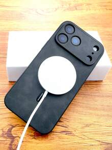 奢华哑光皮革手机壳,兼容 17 Pro Max、17 Pro、17、16、15、14、13、12 Pro Max Plus、16E、17 Air、11,支持磁吸式无线充电,带摄像头保护盖 - 深灰色 - 查看 8