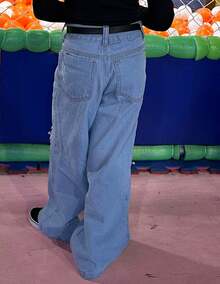 Kids Cargo Jeans Girls Blogger Fashion Wide Leg Pantalona Summer Winter - Jeans Without Pockets - View 4