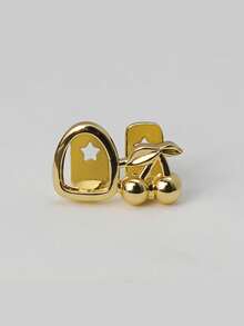 1 Set Punk Hollow Horn Fang Design Unisex Jewelry, Suitable For Nightclub, Halloween, Christmas, Daily Wear, Gold & Silver Colors