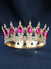 1件女士水钻装饰皇冠设计奢华头饰皇家皇冠新娘优雅头饰活动派对节日装扮头饰，准新娘，头冠 - 彩色 - 查看 26