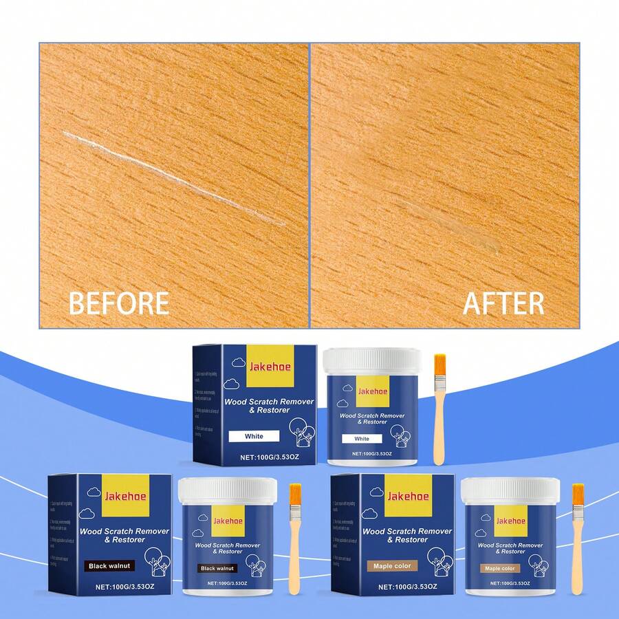 Jakehoe Wooden Furniture Repair Paste - Wood Table Chair Floor Erase Scratches Long-Lasting Protection Waterproof Anti-Fouling Strong Adhesion Polishing Restores Like New - 100g Three Color Options - 楓木色 - 查看 1