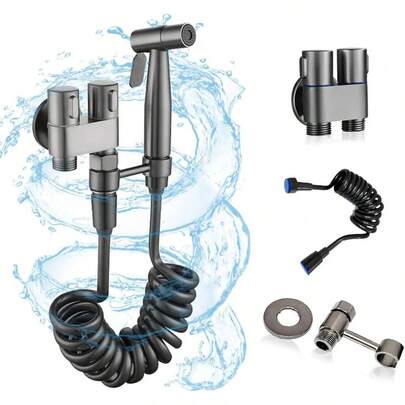Toilet Bidet Sprayer Shattaf With Angle Valve Hose Bathroom Hygienic Shower Kit