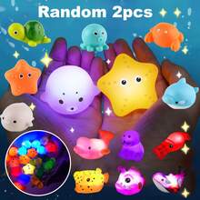 夜光海洋生物套装，色彩鲜艳闪亮的漂浮浴缸玩具，浴室、浴缸、游泳池派对的绝佳礼物 - 彩色 - 查看 9